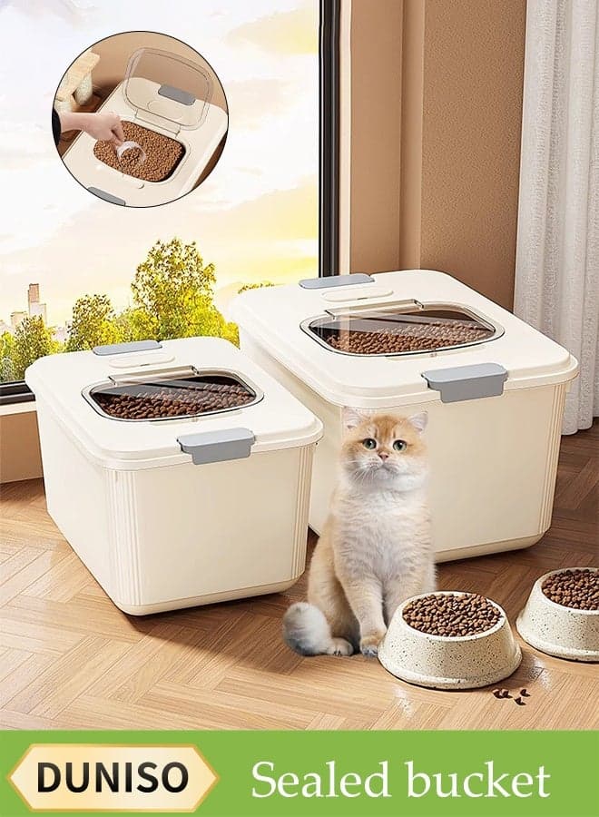 Rice Dispenser, Pet Food Container, Large Dry Food Storage Box, Sealed Grain Dispenser Storage Container With Lid, With Insect-Proof Box, With Measuring Cup, Food Dispenser Kitchen, Store Rice, Beans, Grains, Cat Food, Dog Food, Etc., Suitable For Home Kitchen Food Storage Room, Milky White