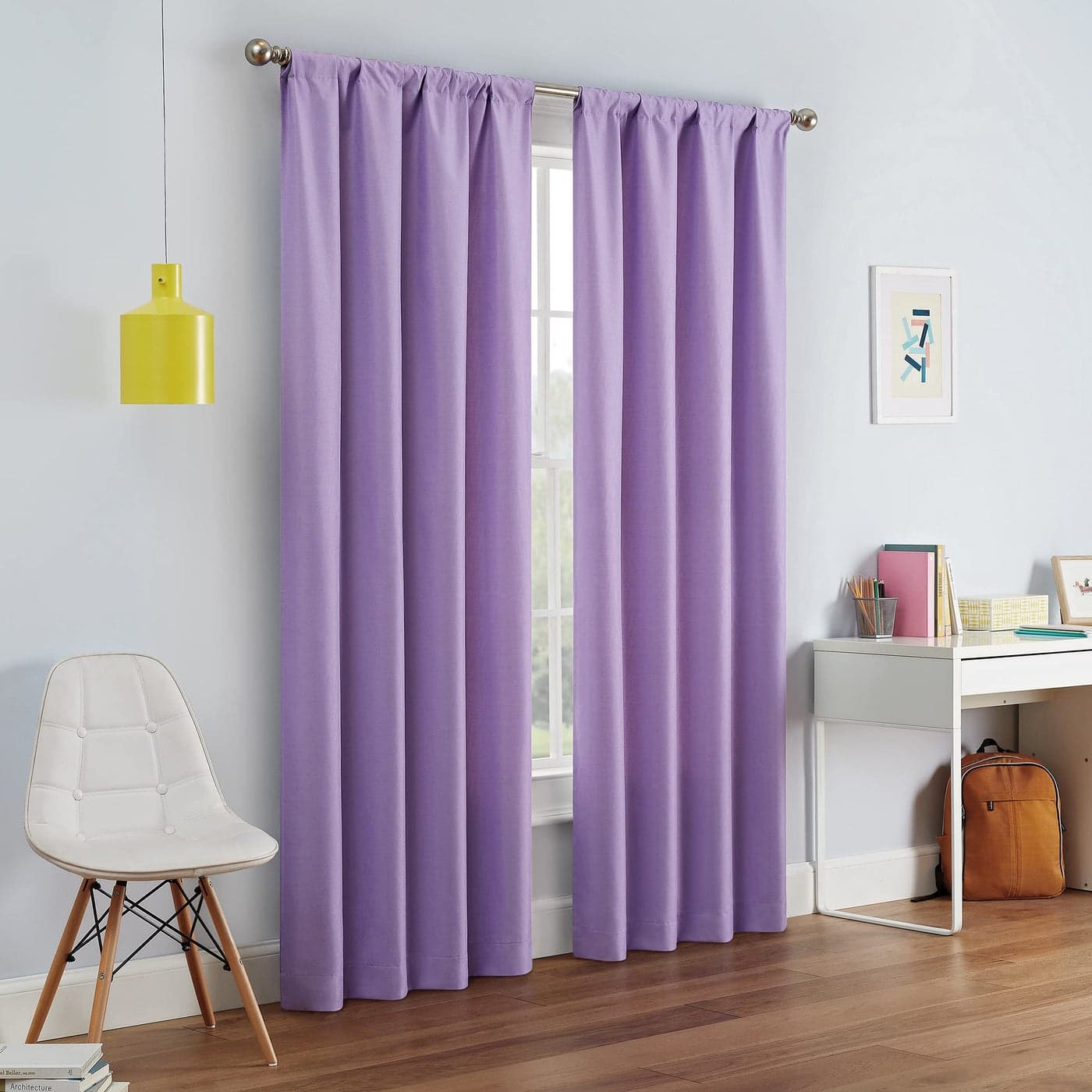 ECLIPSE Kendall Modern Blackout Thermal Rod Pocket Window Curtain for Bedroom or Living Room 1 Panel 42 X 63 Light Purple