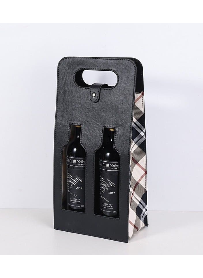 Wine Gift Bags for Double Vase, Red PU Leather Reusable Bottle with Handle, Birthday Wedding Anniversary
