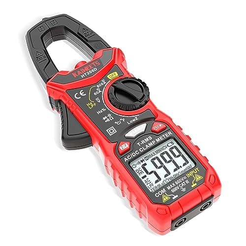 KAIWEETS Digital Clamp Meter T-RMS 6000 Counts, Voltage Tester Auto-ranging, Measures AC/DC Current Voltage Temperature Capacitance Resistance Diodes Continuity Duty-Cycle (not include battery)