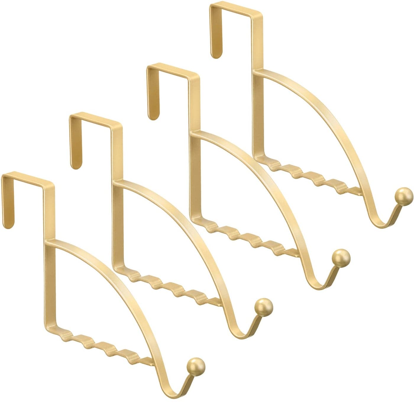 Hotop 4 Pieces Over Door Hooks Hanger Multi Hanging Storage Organizers Valet Hooks for Coats Clothes Hoodies Hats Scarves Purses Keys Bath Towels Robes More Champaign Gold