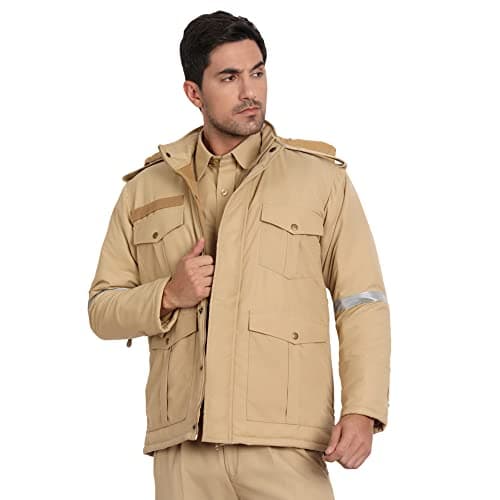 uniformer Khaki Police Full Sleeves Jacket with Hood for Men | Tactical Jacket for Officers | Durable, Stylish & Comfortable | Outdoor & Duty Wear | Law Enforcement Outerwear (Khaki_S)