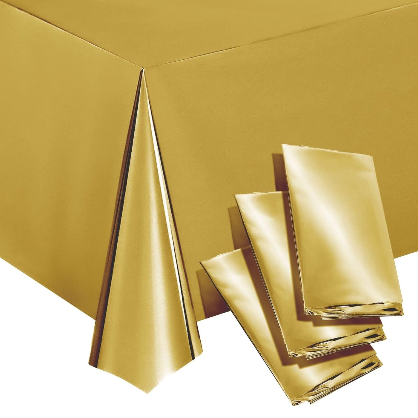 Juvale 3 Pack Gold Plastic Tablecloths for Rectangle Tables Disposable Table Covers for Wedding Birthday Baby Shower 108 x 54 in