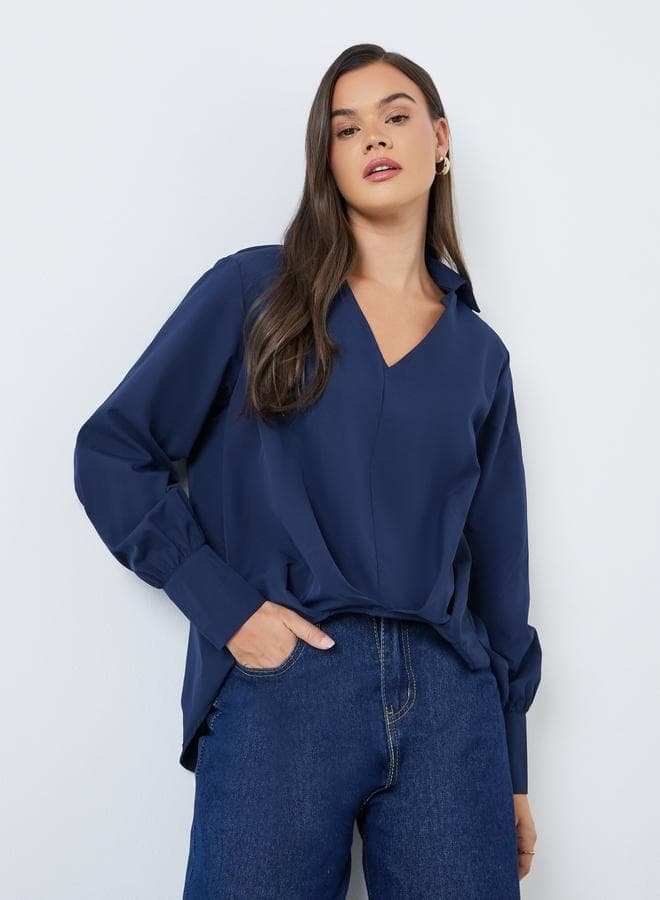 Styli Solid Long Sleeve Regular Fit Shirt