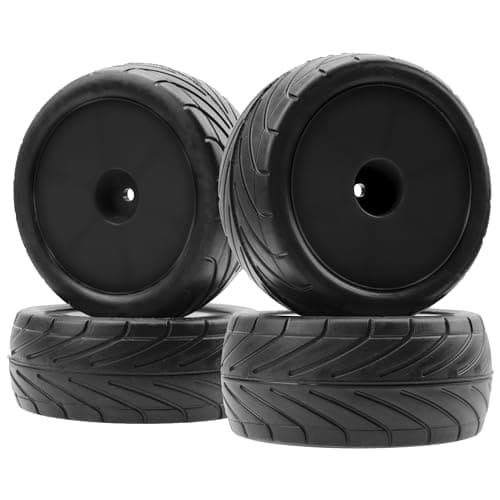 4Pack ShareGoo RC 85mm334 Rubber Tires Front Rear Tyres 12mm Hex Wheel Compatible with Redcat HPI HSP Kyosho 110 RC OffRoad Car Buggy Black