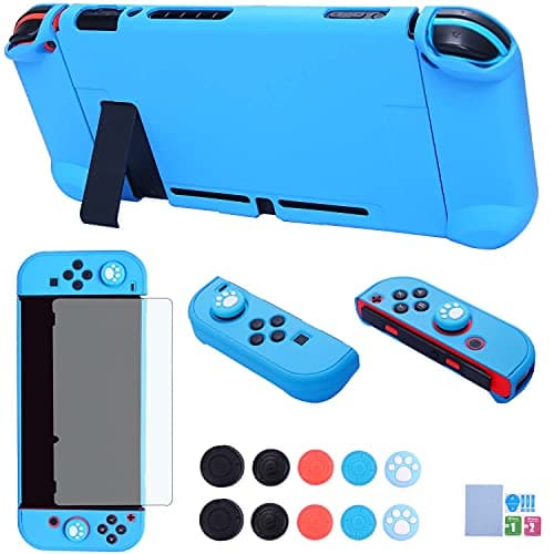 Dockable Case for Nintendo Switch - COMCOOL 3 in 1 Protective Cover Case for Nintendo Switch and Joy-Con Controller with Screen Protector and Thumb grips - Sky Blue