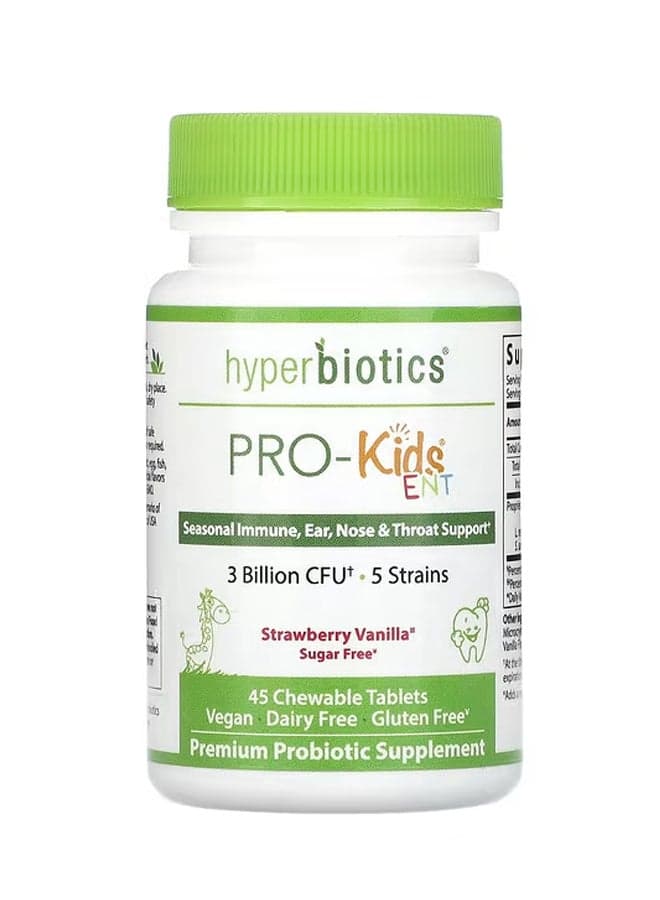 PRO-Kids ENT Sugar Free Strawberry Vanilla 3 Billion CFU 45 Chewable Tablets