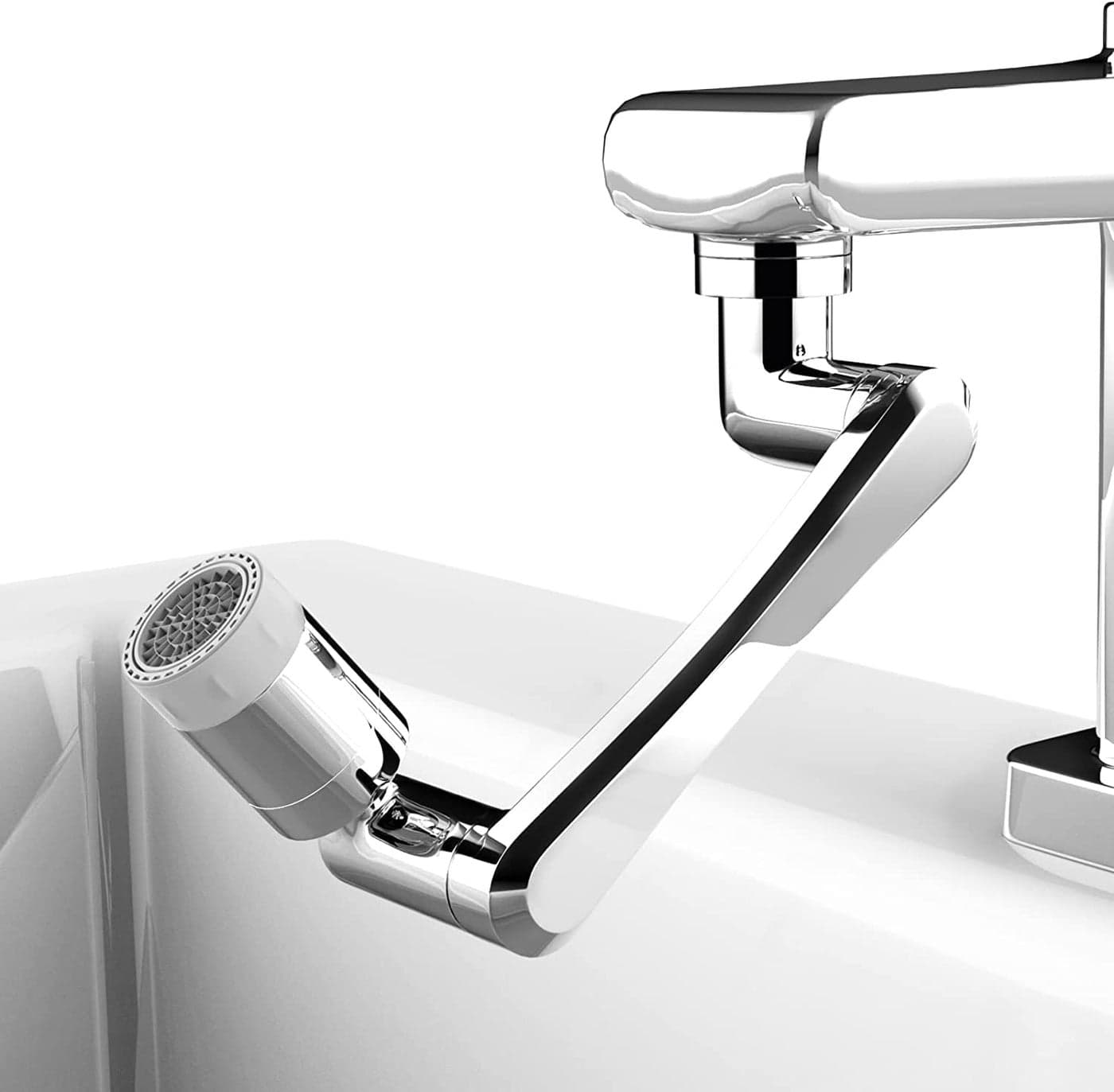 Kruvad 1080 Steel Faucet 2 Gear Universal Rotating Extender Splash Filter Water Outlet Modes 4 Layers of Filtering Attachment Sink Bathroom ABS Hard Plastic