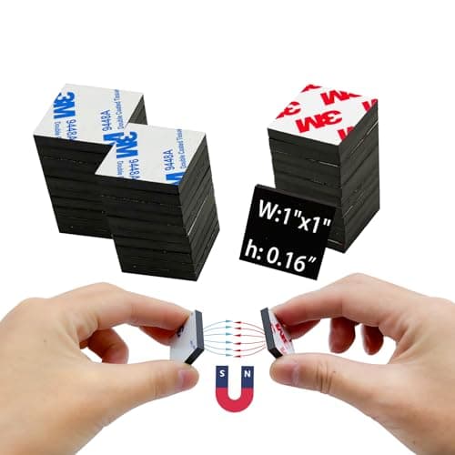 CHUNNIAO Paired Magnets with Adhesive Backing,Small Square 1",Strong Thick Magnet Tape,Matched Sticky Magnetic Sticker(36 Pieces=18 Pairs),Thickness 0.16"
