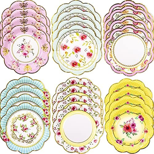 Fancy Land Floral Paper Plates 7.28 Inches Vintage Small Party Plate 24 ct