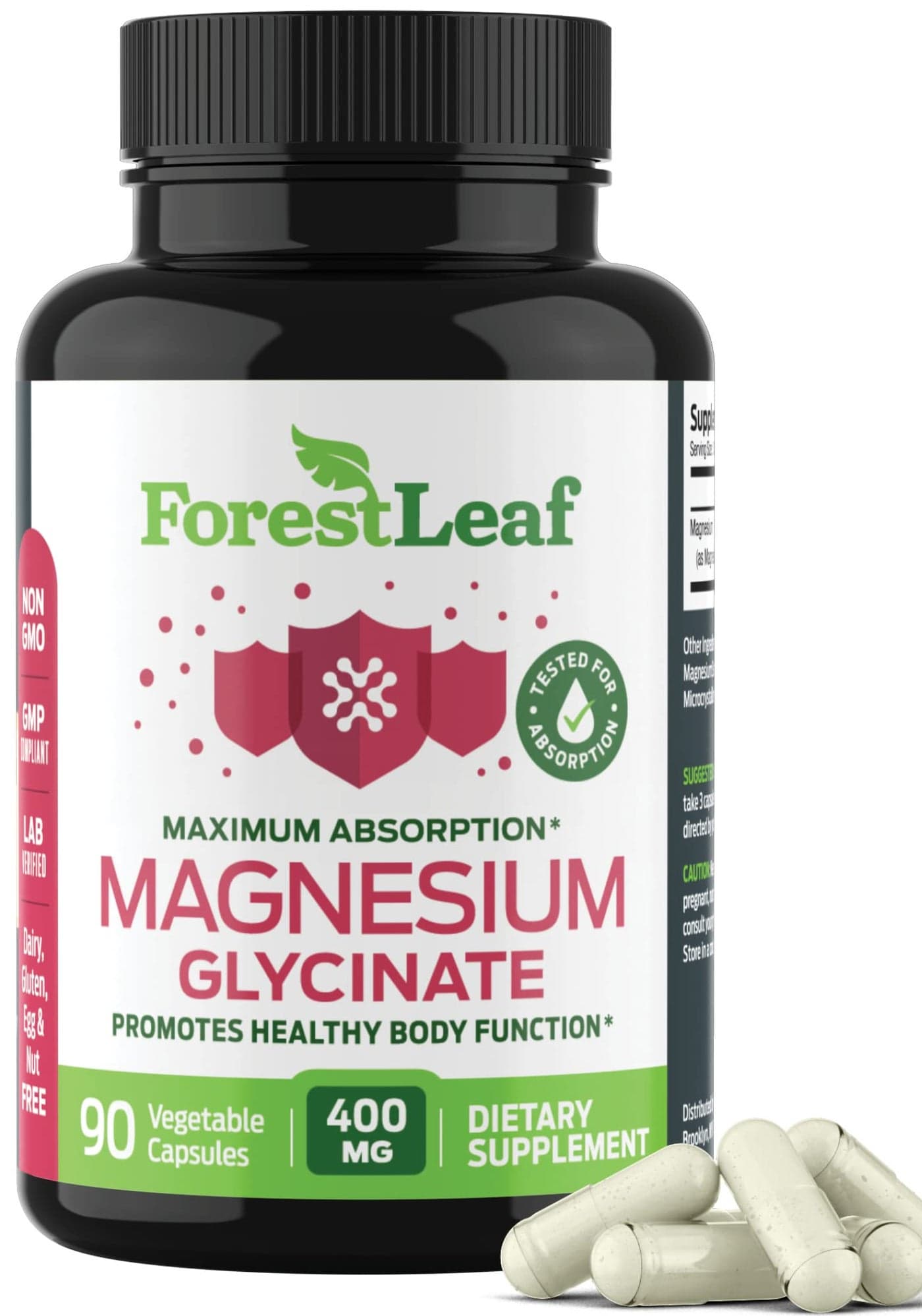 Pure Magnesium Glycinate 400mg Serving High Absorption Magnesium Glycinate Mag Bisglycinate for Stress Bones Muscles Nerves Relaxation Heart Healt 90 Capsules
