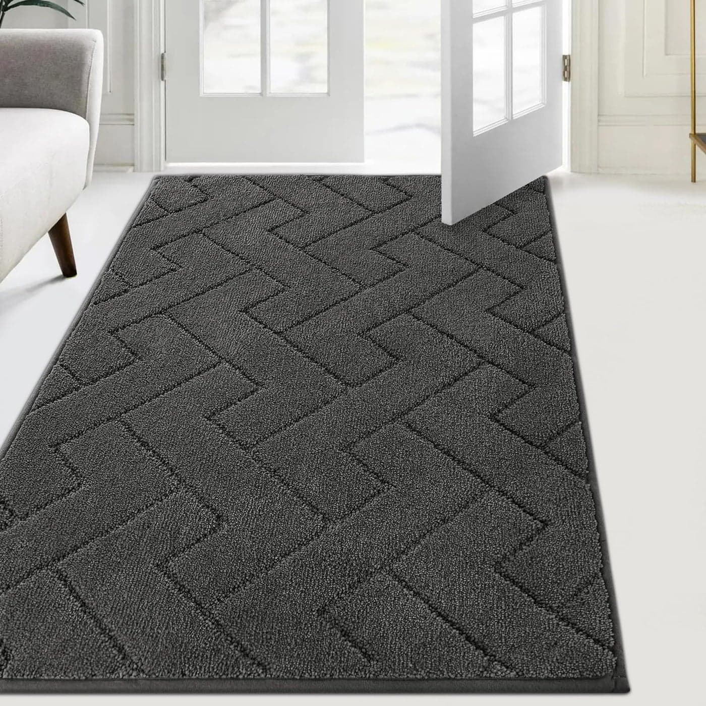 FCSDETAIL Dirt Trapper Indoor Door Mat 86 x 150 cm Machine Washable Entrance Rug Super Absorbent Dog Doormat Nonslip Inside Floor Mat for Entryway Muddy Shoes Paws