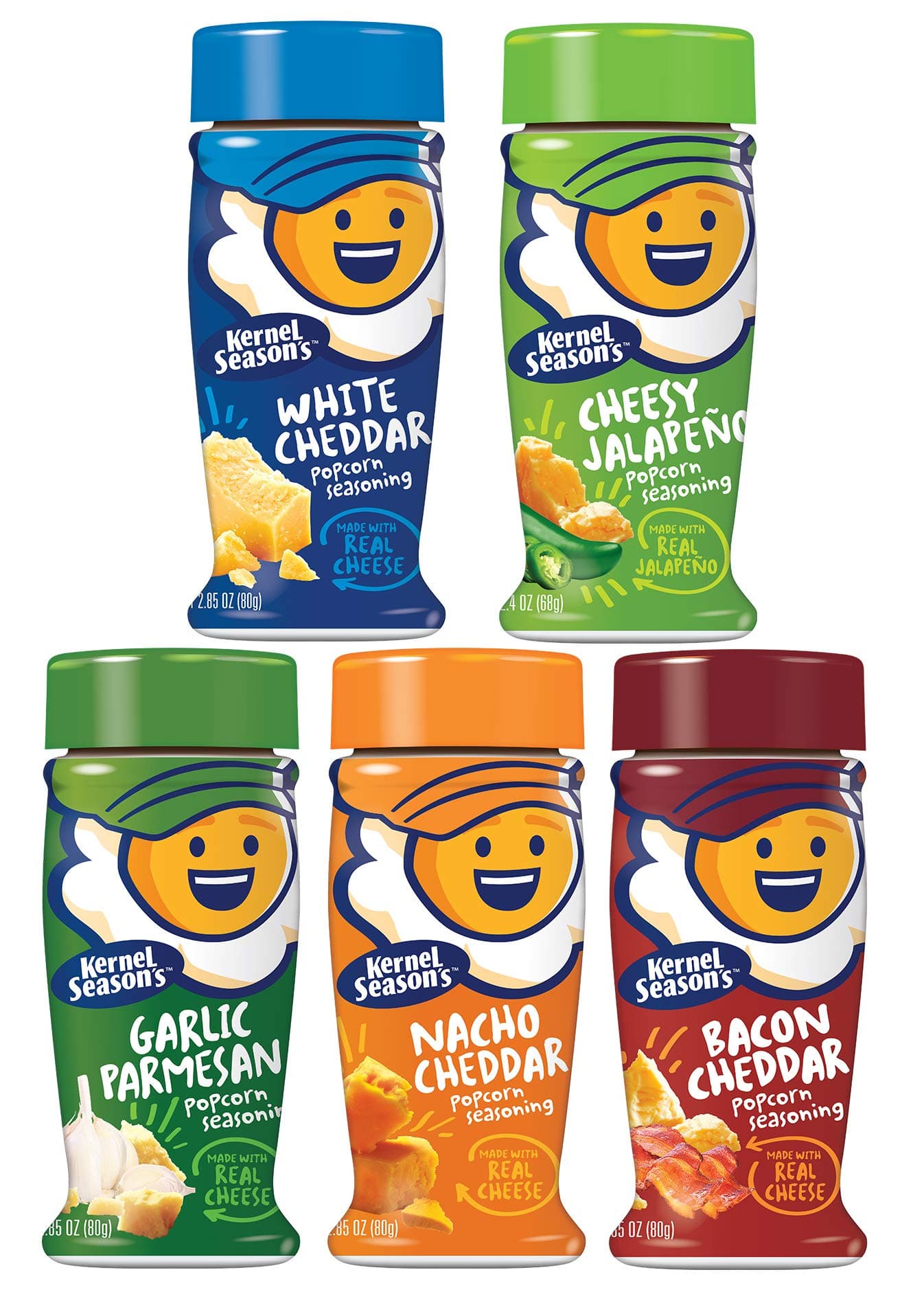 Kernel Seasons Popcorn Seasoning Cheese Lovers Complete Set includes 5 Flavors Each Bottle 27 oz