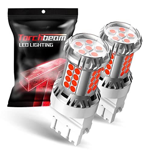 Torchbeam 3157 3156 LED Bulb Tail Brake Lights Red 600% Brighter, 3056 3057 4057 4157 3457 Brake Stop High Mount Stop Tail Taillights for Cars, Non-polarity, 3030 38-SMD, Pack of 2