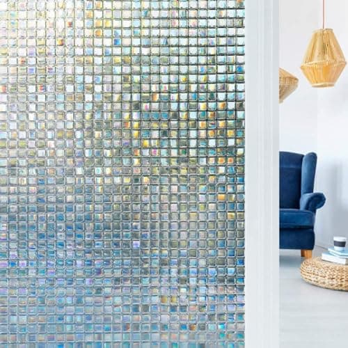 WISDOM Window Glass Decorative Frosted Film eat Control Film Self Adhesive Window Frosted Film (16" x 240, Mosaic FORTSED)