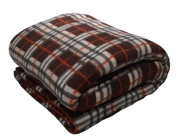 MAMRAJ Brown Fleece Checkered Quilt Cover/Duvet Cover/Rajai Cover/Blanket Cover for Single Bed (60x90 Inches)