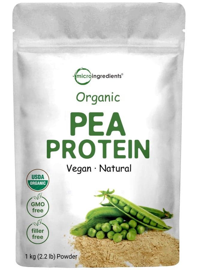 North America Grown, Organic Pea Protein Powder, 1KG (2.2 Pounds) | Plant-Based Vegan Protein, Meatless Protein Supplement, Rich in Branched Chain Amino Acids | Non-GMO, Soy Free