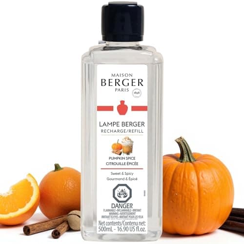 Maison Berger Pumpkin Spice Refill – 500ml (16.9 Fl Oz) Home Fragrance Oil for Lampe Berger Diffusers Cinnamon, Clove, and Vanilla – Limited Edition Air Purifier for Halloween and Holidays