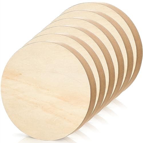 DEAYOU 6 Pack MDF Wood Circles, 6" Round Unfinished Wood Board, Wooden Disc Plaque for Crafts, Medium Density Fiberboard, 1" Thick Wood Block Coaster Base for DIY, Engraving, Chip Carving, Painting