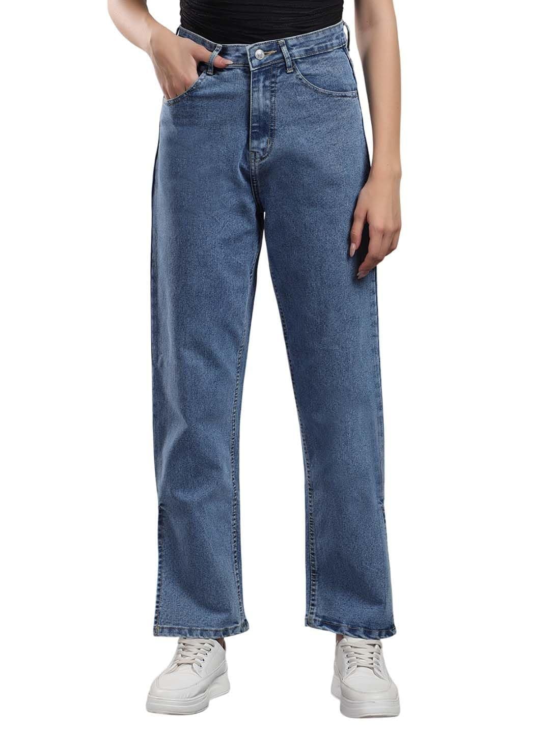 KOTTY Women's High Rise Blue Horizon Straight Jeans(Blue,M)-KTTLADIESJEANS2987M