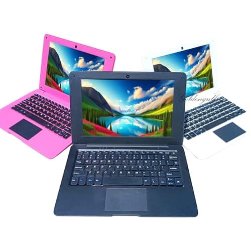 Laptop Computer Mini 10 Inch Quad Core Powered by Android 12 Netbook 64GB Small Computer with WiFi Webcam Bluetooth,Charger Mouse Included,Suitable for Children and Students, 4 Color Options (Black)