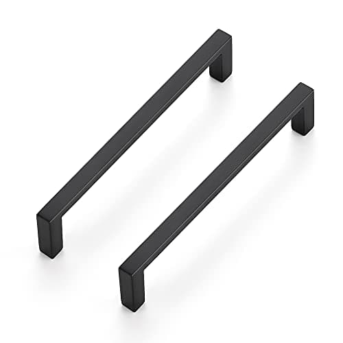 Ravinte 5 Pack Matte Black Cabinet Pulls, 5 Inch (128mm) Hole Center Slim Kitchen Handles, Square Drawer Pulls for Cabinets & Cupboards, Hardware