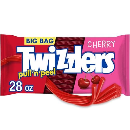 TWIZZLERS PULL N PEEL Cherry Flavored Licorice Style Chewy Candy Big Bag 28 oz
