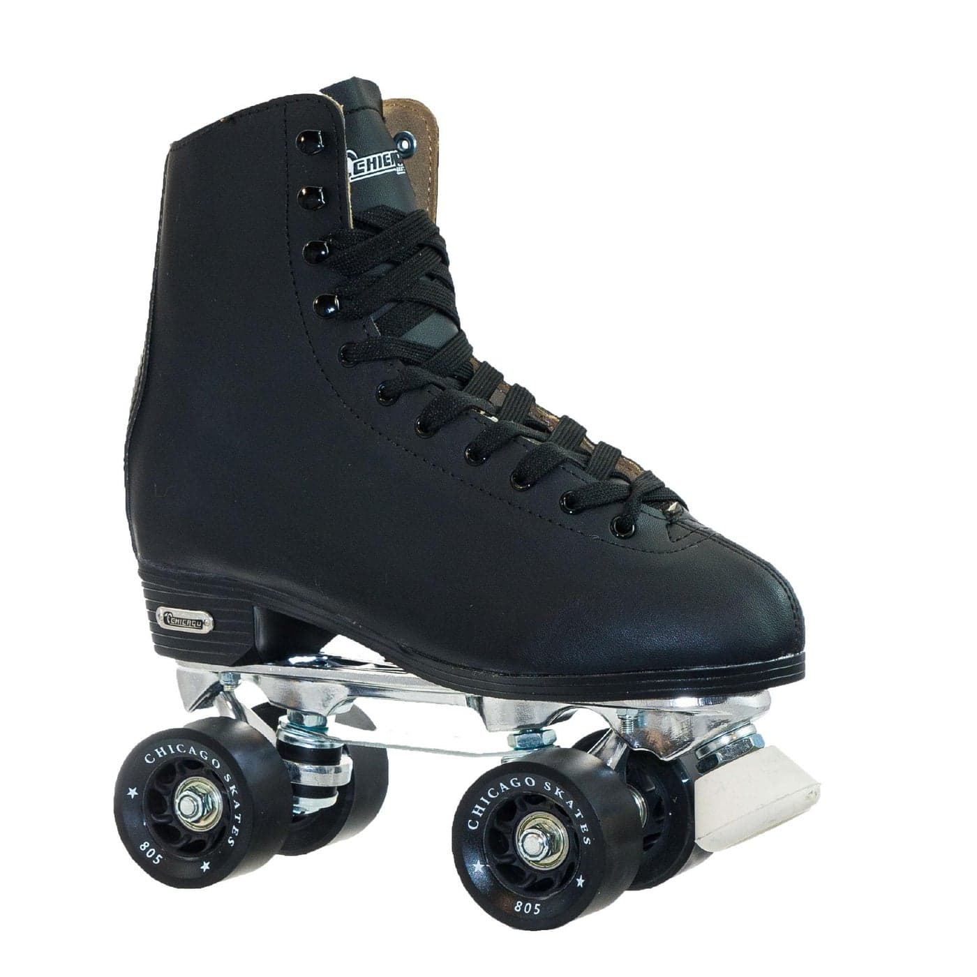 Chicago Skates Chicago Mens Premium Leather Lined Rink Roller Skate Classic Black Quad Skates Size 6