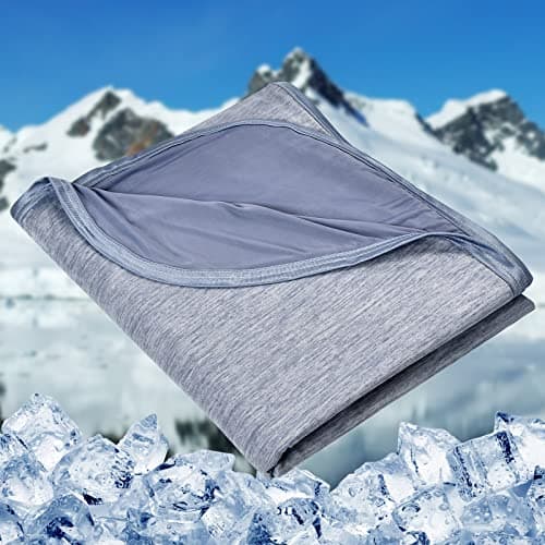 HOMFINE Cooling Blankets for Hot Sleepers Summer Blanket Thin Lightweight Breathable Soft Double Side Enhanced Cooling for Bed Couch Sofa Keep Cool for Night Sweats Blue 60 x 80 inches