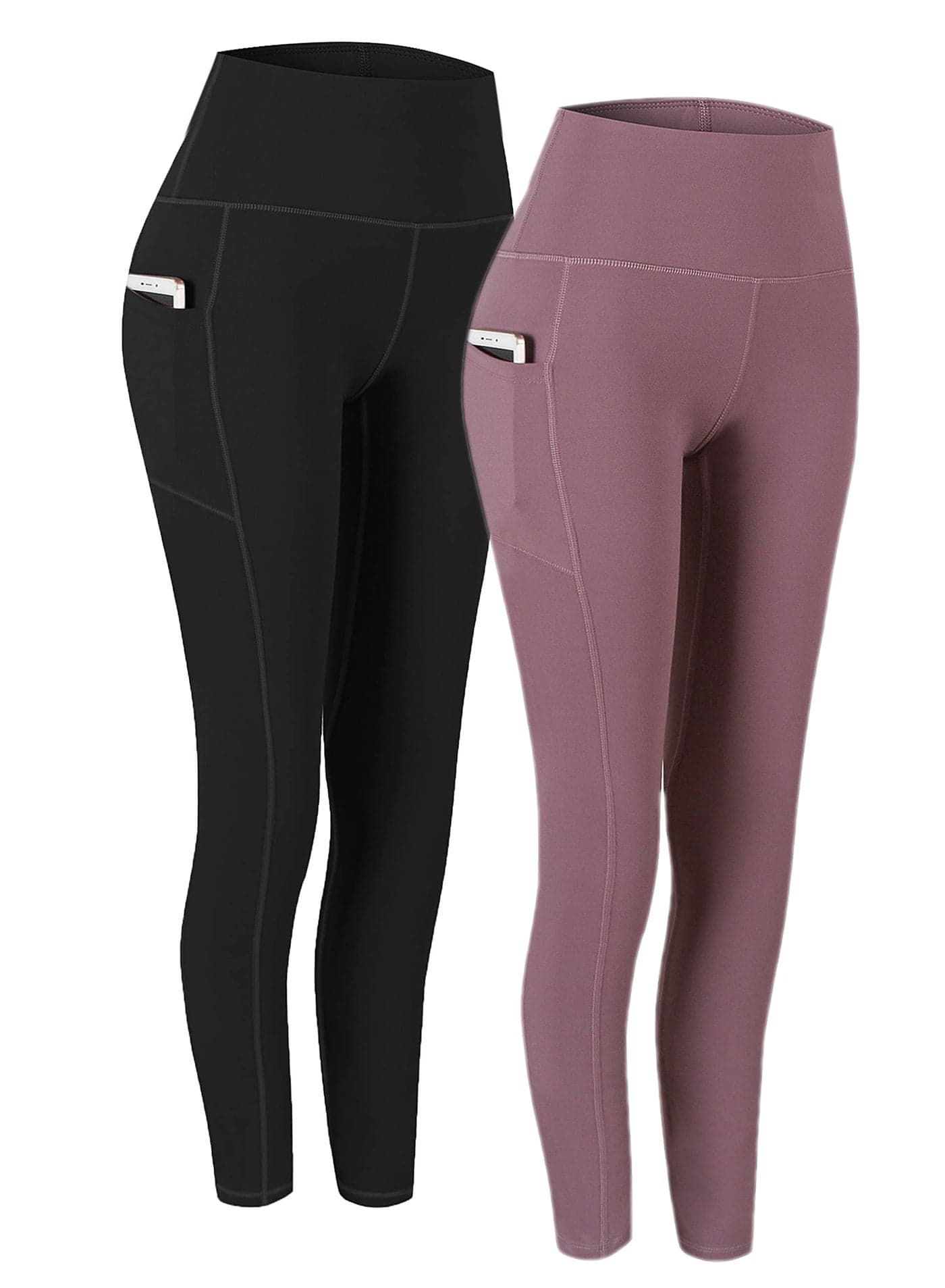 Fengbay 2 Pack High Waist Yoga Pants with Pocket Leggings Tummy Control Workout Running Yoga Leggings for Women