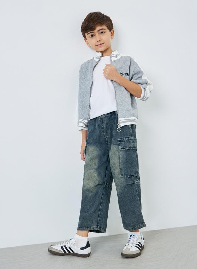 Kids Acid Wash Cargo Jeans