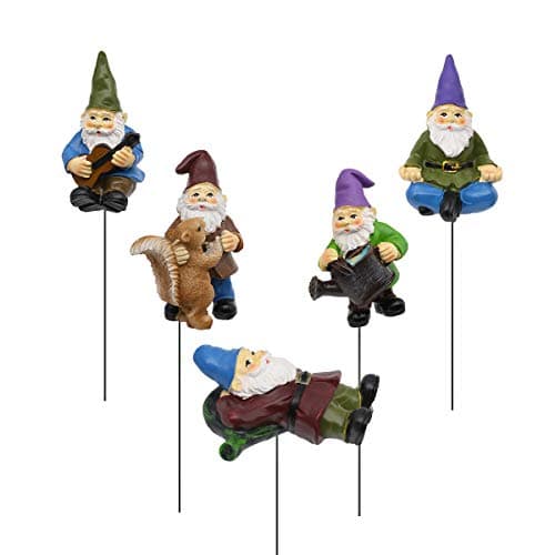 FANWNKI Garden Miniature Gnomes Set of 5PCS,Happy Life Gift for Outdoor Fairy Garden Yard Lawn Décor