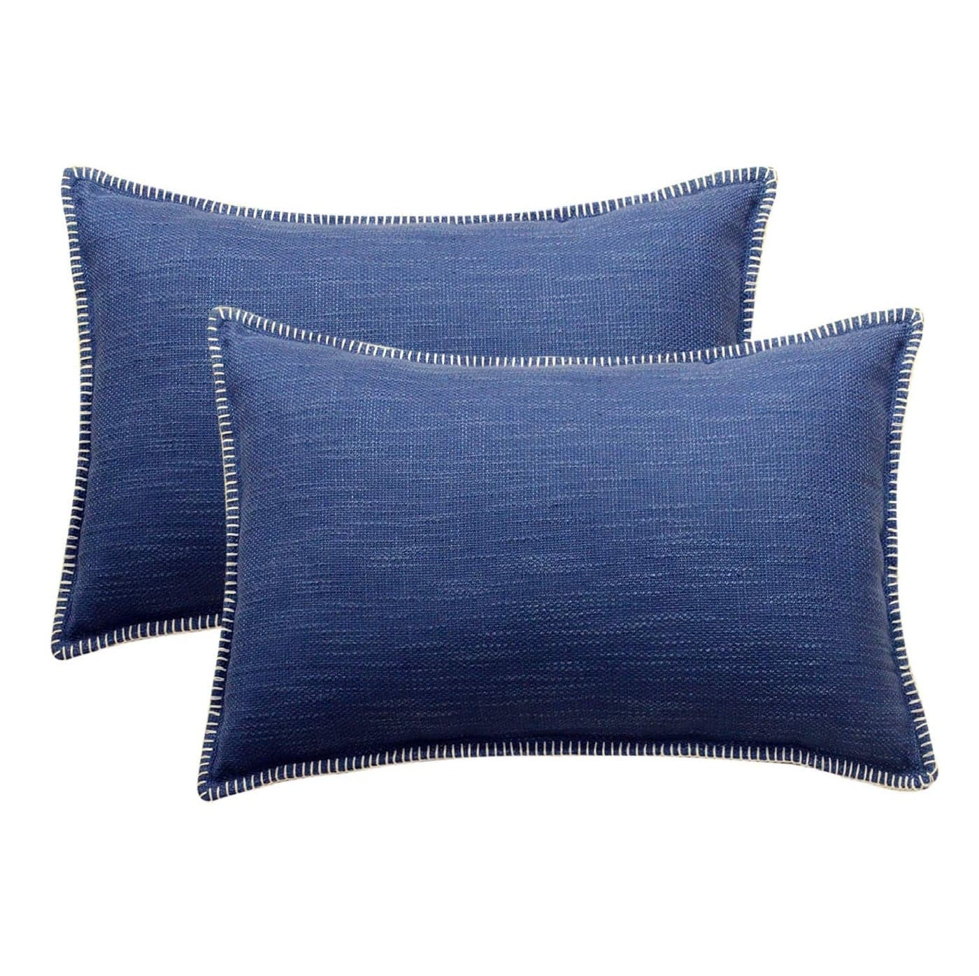 Hahadidi Pack of 2 Pillow Covers with Trimmed Stiching Edge Throw Pillow Covers 14x24 Inch Pillow Covers Rectangle Decorative Pillowcases Cushion Case for Sofa Couch Bed Living Room Navy Blue