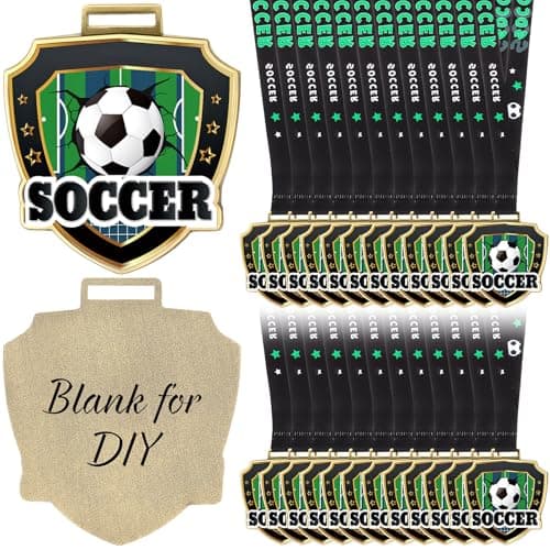 Loetere 122436 Pcs 256 Award Medals Bulk with Neck Ribbon Sport Winner Medal Trophy for Team Tournaments Prize Gift Participation Competition Party Favor36 PcsSoccer