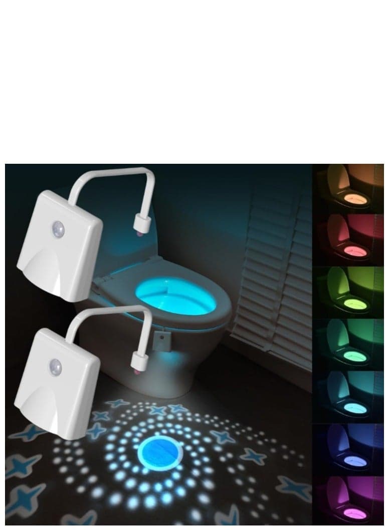 Toilet Light, 2PCS Toilet Night Lights Upgraded Model with Star Projector and Motion Sensor 16 Colors Changing,Toilet Bowl Seat LED Nightlight,Perfect Bathroom Accessory