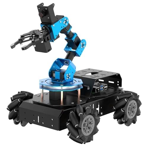 LewanSoul ROS Robotic Arm with Raspberry Pi 4B 4GB Open Source Programming FPV AI Vision 6DOFAxis Smart Robot Kit 4WD Mecanum Wheel Big Chassis ArmPi Pro with RPi 4B 4GB