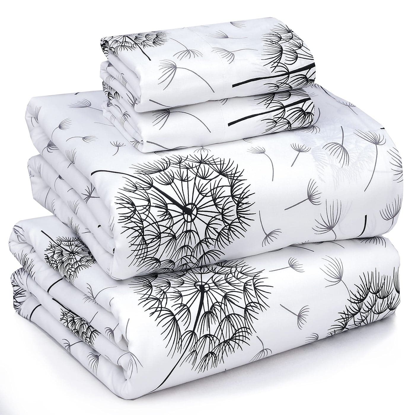 RUVANTI 100 Cotton Sheets King Size Percale Bedding Cooling Breathable Floral Design Durable with a Crisp Soft Comfortable Feel 16 Deep Pocket 4Piece Set Dandelion
