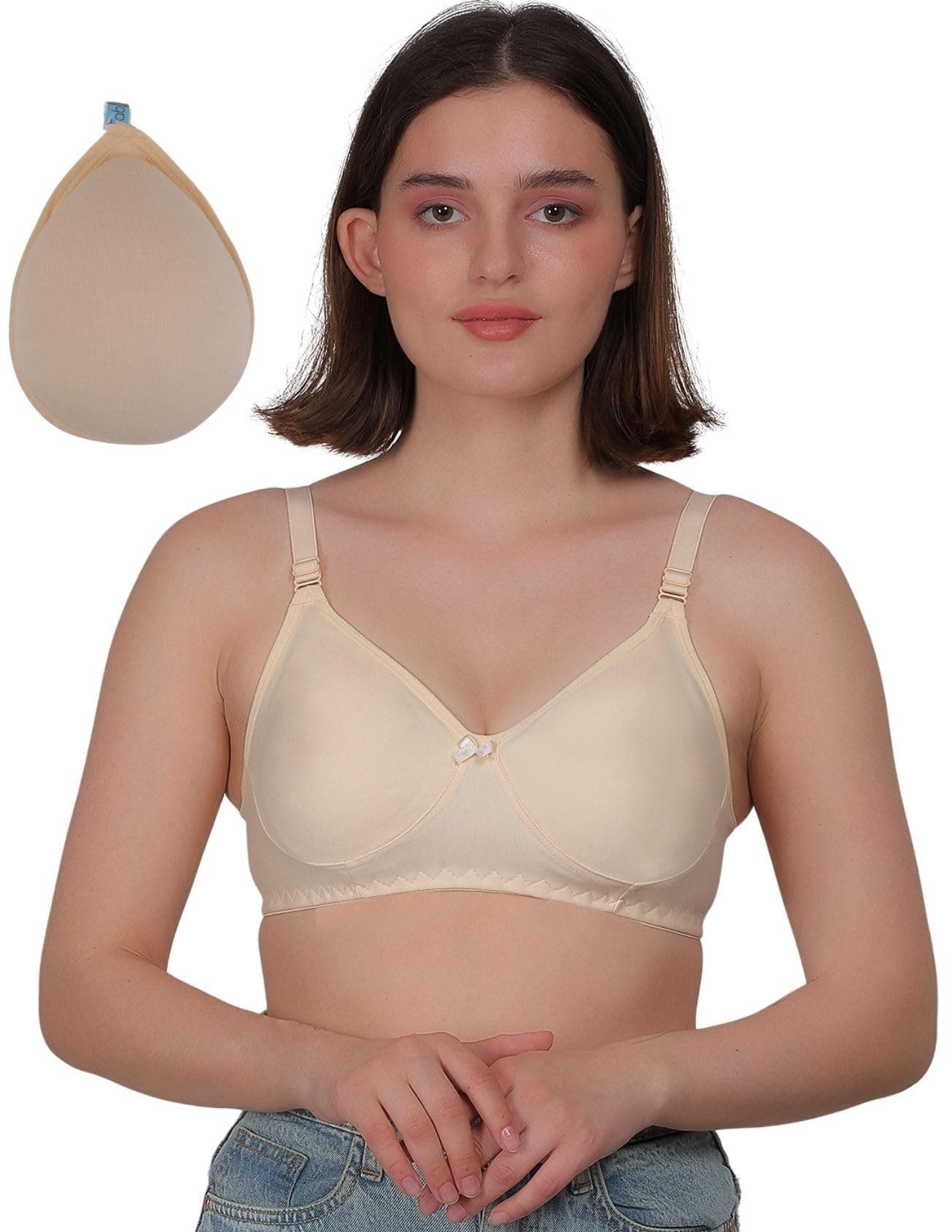 Fabme Mastectomy Cancer Pocket Bra with One Micro Fiber Filled Adjustable Pad | Cotton Bra