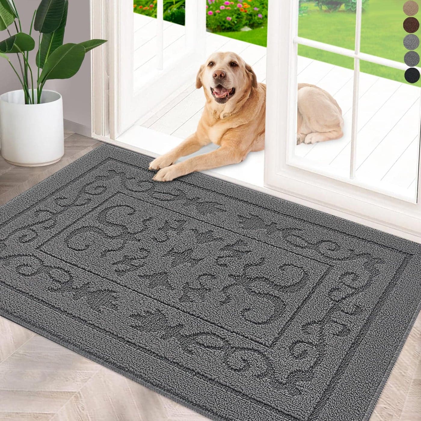 FONEYI Indoor Door Mat 36 x 59 Dirt Trapper Door Mats NonSlip Entryway Rugs Washable Absorbent Resist Dirt Welcome Mat Low Profile Inside Floor Mats for Front Back Door and Entryway Grey