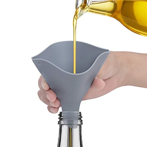 Tinkeep Fan-Shaped Silicone Funnel for Filling Bottles Collapsible Funnel for Kitchen Use Foldable Funnels for Water Bottle Liquid Transter Food Grade for PowderFDA Gray