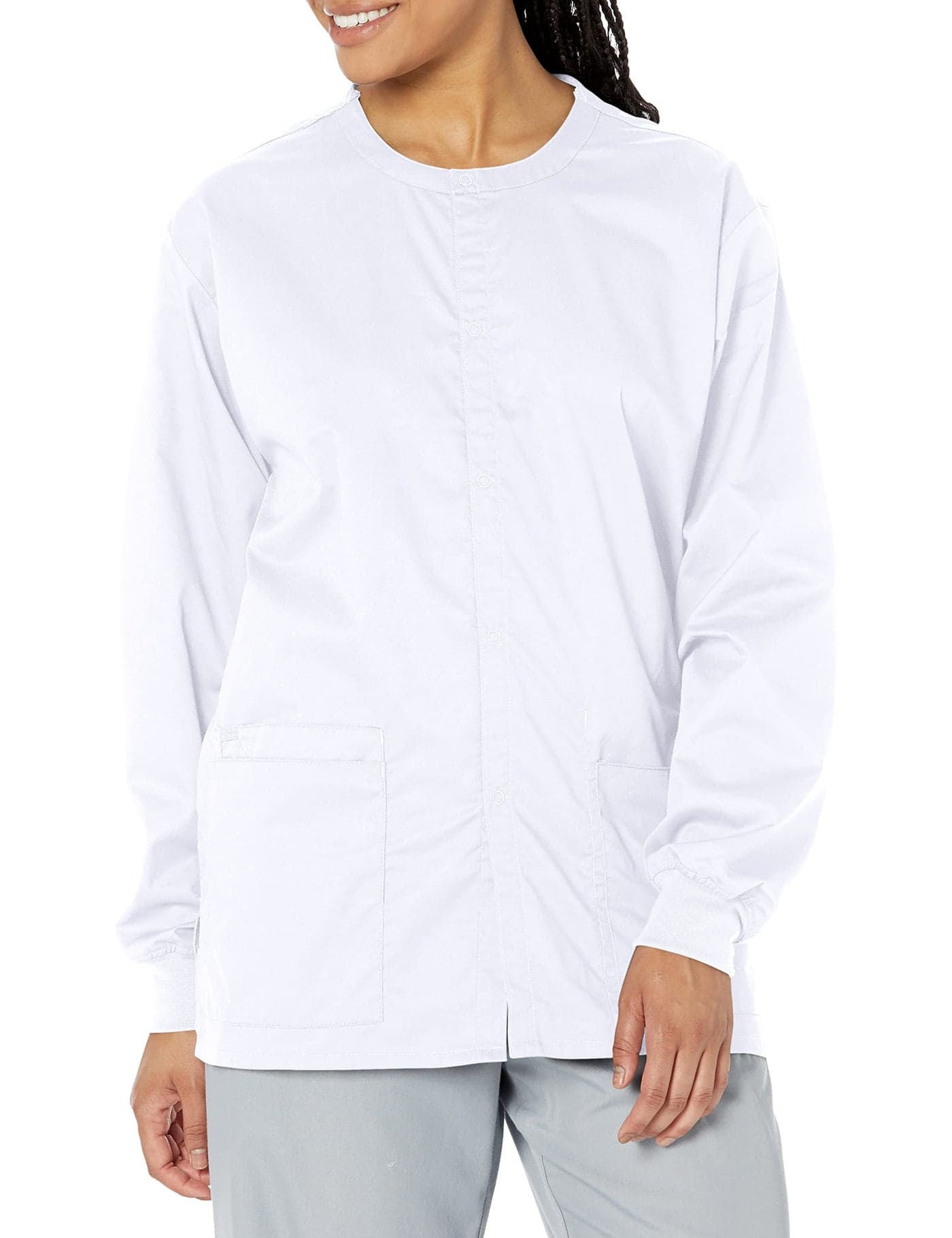WonderWink Womens Snap Front Medical Scrubs Jacket, White, Medium US