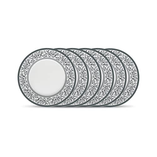 La Opala Diva Sovrana Collection Opal Glass Crockery | Full Plate Set of 6 Persian Grey | Dinner Plate for Dining & Gifting | Microwave Safe | 100% Vegetarian | Extra Strong | Super Light & White