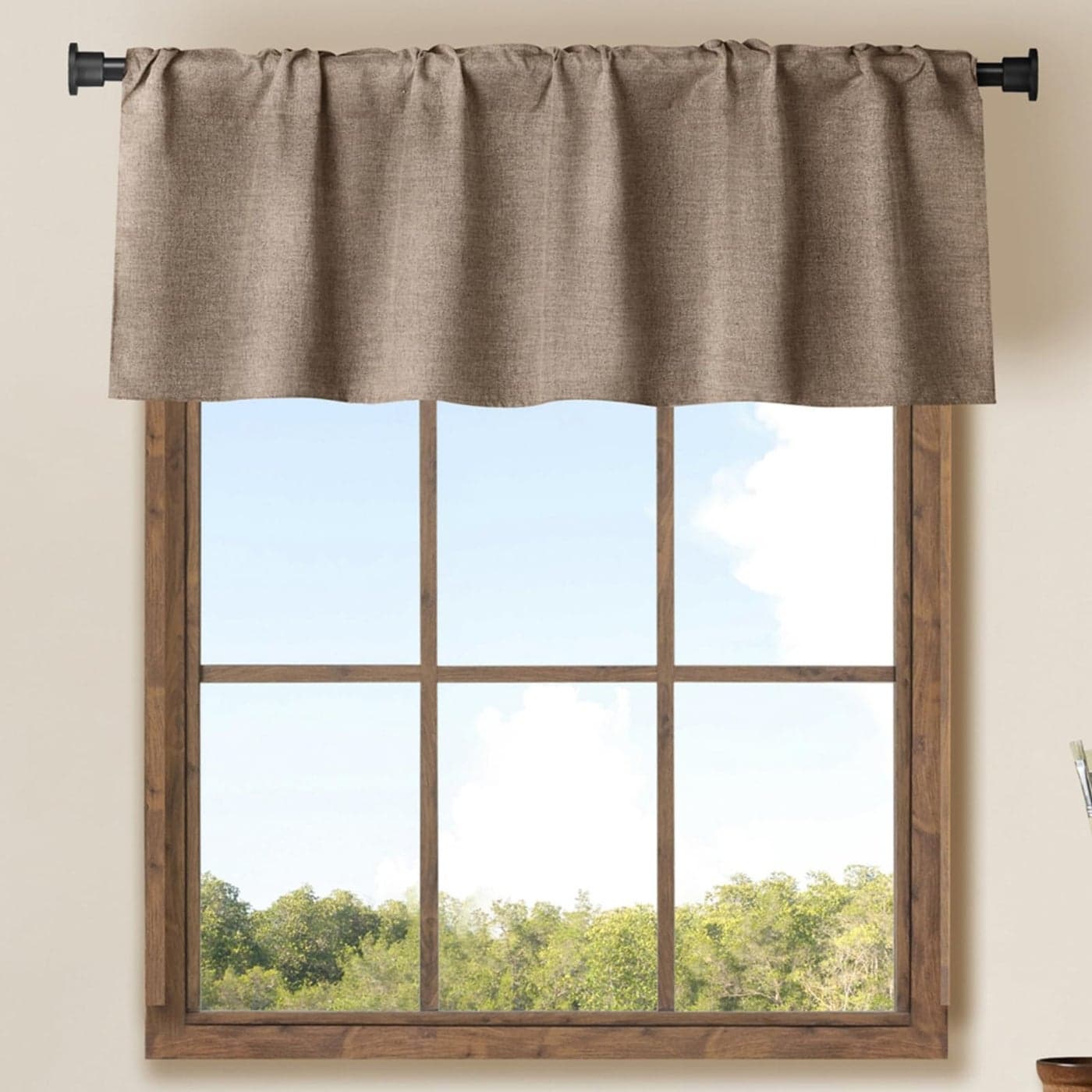 2 Pack Burlap Window Valances Farmhouse Design Window Treatment Lined Decor Curtains Rod Pocket Valances for KitchenLiving Room 16 x 56 Brown
