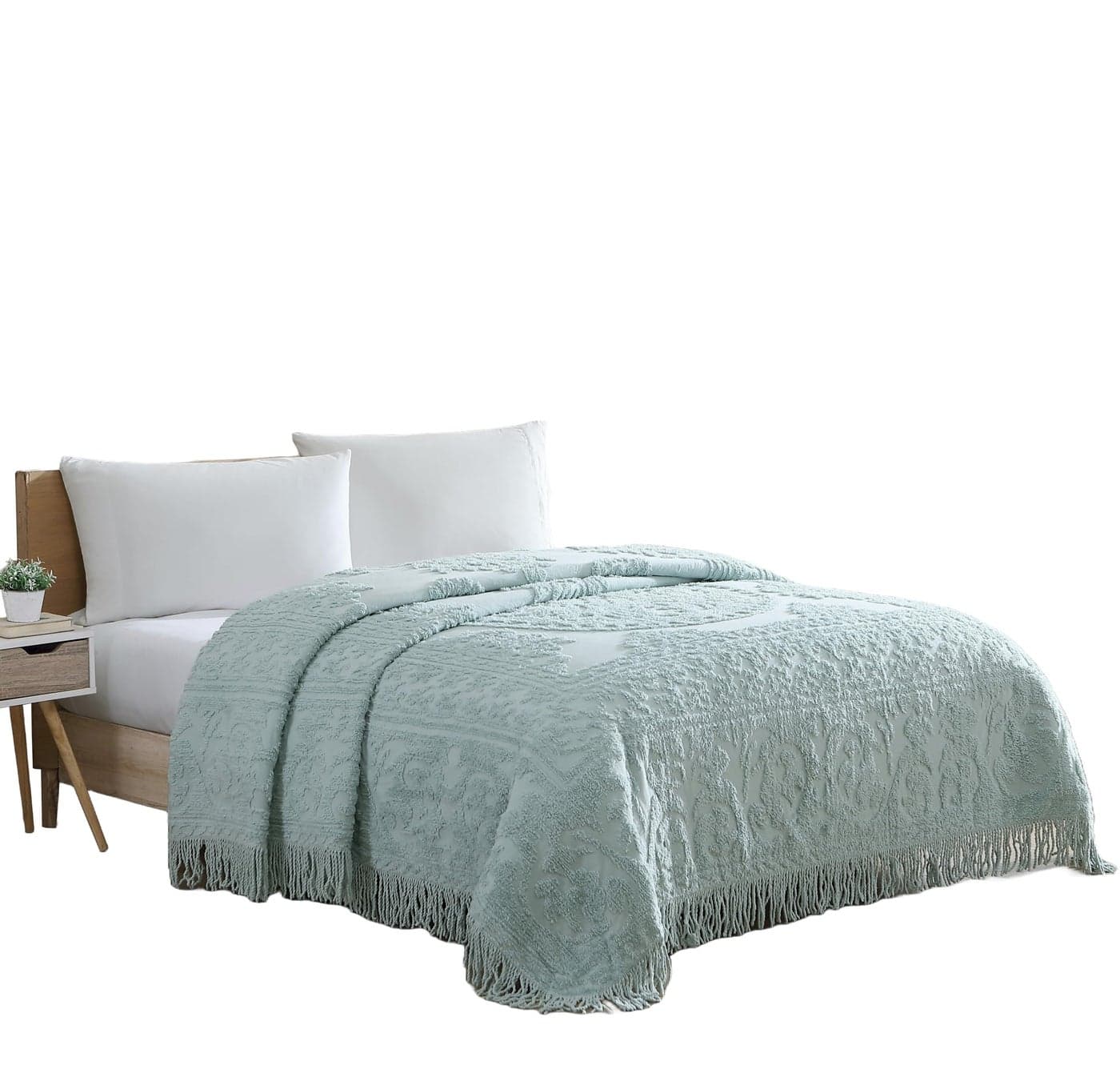 Beatrice Home Fashions Medallion Chenille Bedspread Full Blue