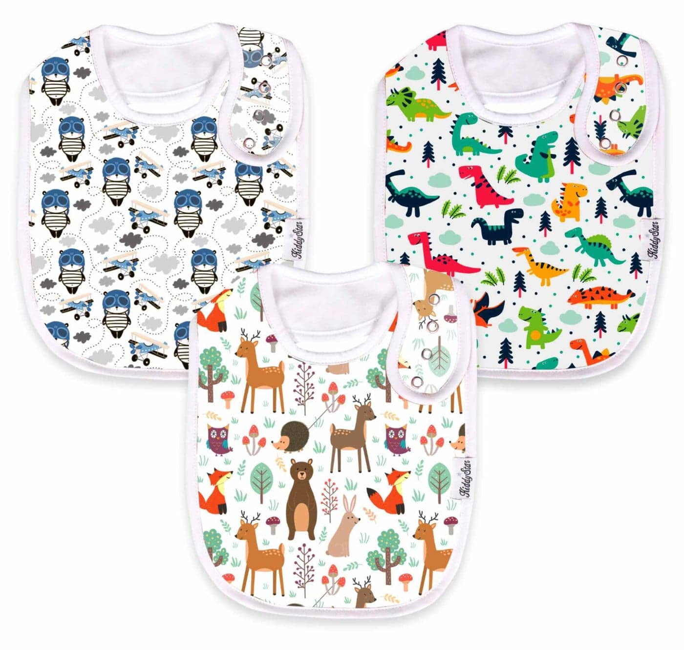 KiddyStar Double Layer Bandana Bibs - Thick, Multi Snaps, Organic Cotton - Soft & Absorbent - For Drooling, Teething, Feeding