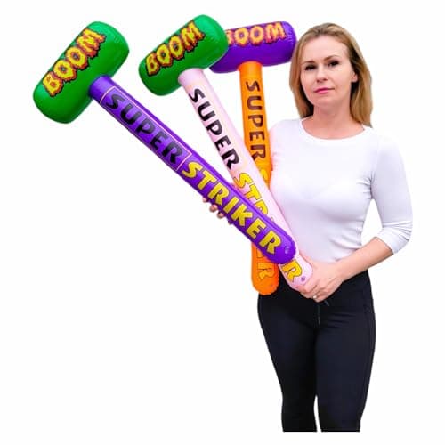 Zugar Land Colorful Super Striker Boom Mallet Inflate About 33 Vinyl Inflatable Big Bopper Hammer for Play Fights for Kids and Adults Super Striker 12 Pack ALLCOLORS