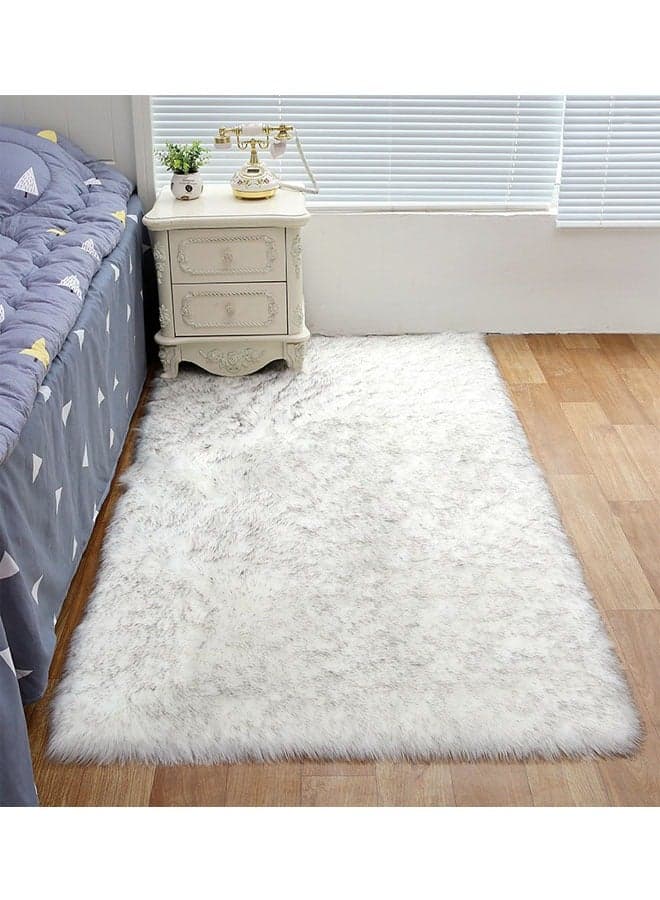 Modern Fluffy Long Pile Area Rug Non-Slip, Super Soft for Living Room, Bedroom, or Kitchen Decor Contemporary Carpet 90*150 Cm