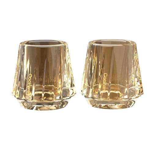 Cocinare KissCup Crystal Espresso Cup Set of 2 – 1.5oz Demitasse Cup for Espresso, Pour-over coffee & Tea, Amber Glow, Crystal Collection
