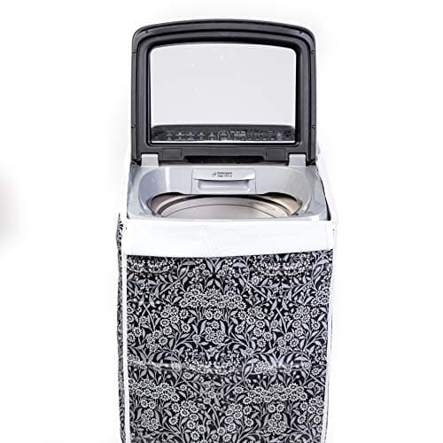 Classic® Top Load Washing Machine Cover Suitable for IFB Back Panel 8 Kg, 8.5 Kg, 9 Kg, 9.5 Kg, 10 Kg, 10.5 Kg, 11 Kg, 11.5 Kg, 12 Kg (63cmsX66cmsX99cms, Black Flower)