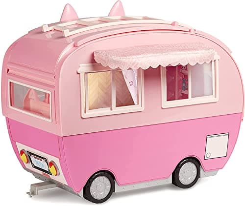 Na! Na! Na! Surprise Kitty-Cat Camper Playset, Pink Toy Car Vehicle for Fashion Dolls with Cat Ears & Tail, Opens to 3 Feet Wide for 360 Play, 7 Areas, Accessories, Gift for Kids Ages 5 6 7 8+ Years